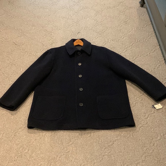 NWT Brooks Brothers Navy Wool Blend Pea Coat Size Large - Picture 2 of 8